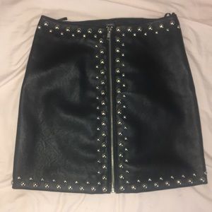 Leather studded skirt